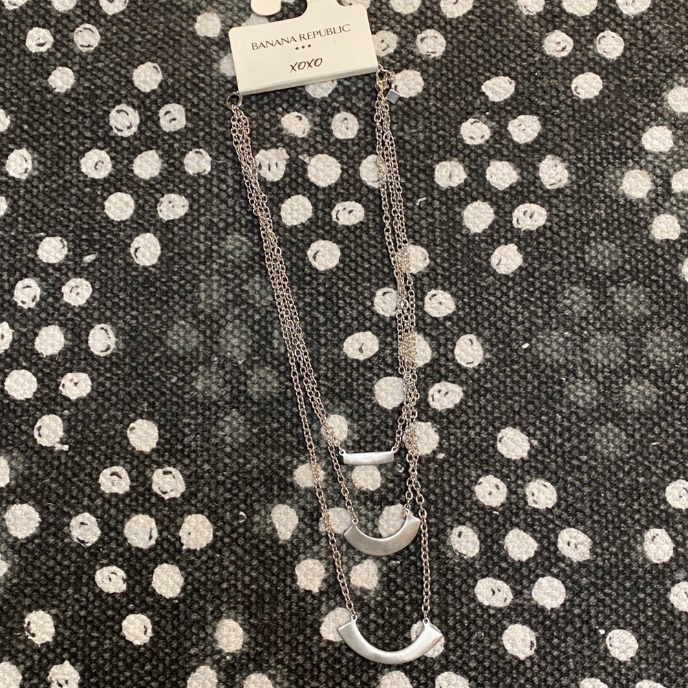 NWT Banana Republic Brushed Silver Tiered Necklace